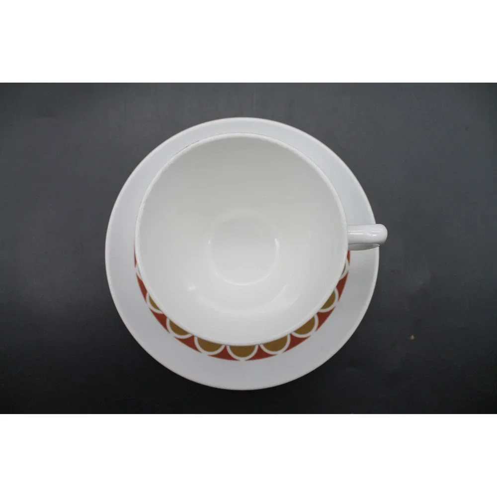 Vintage Corning Pyroceram Danish Modern Cups & Saucers Set of 2 MCM